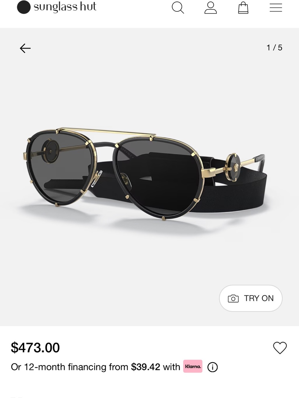 Versace Gold & Black Aviator Sunglasses